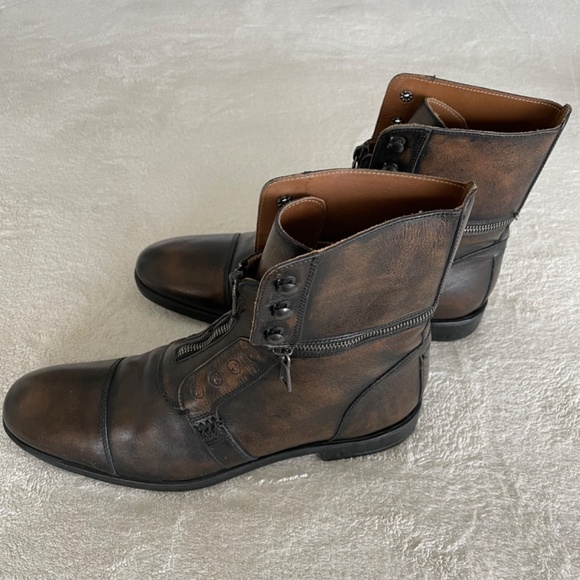 John Varvatos Men’s Leather Zipper Ankle Boots. - Picture 4 of 12